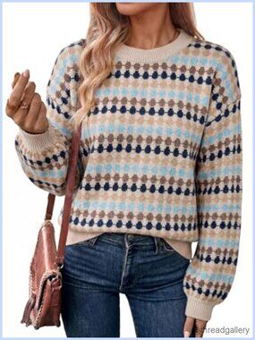 Women's Sweater Cute Long Sleeve Dot Top Fall Teacher Outfit Pullover